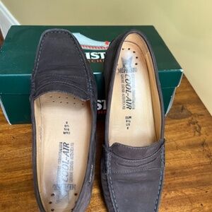 Dark brown suede Mephisto walking loafers